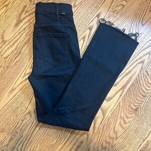 MOTHER Black Hustler Ankle Fray Jeans